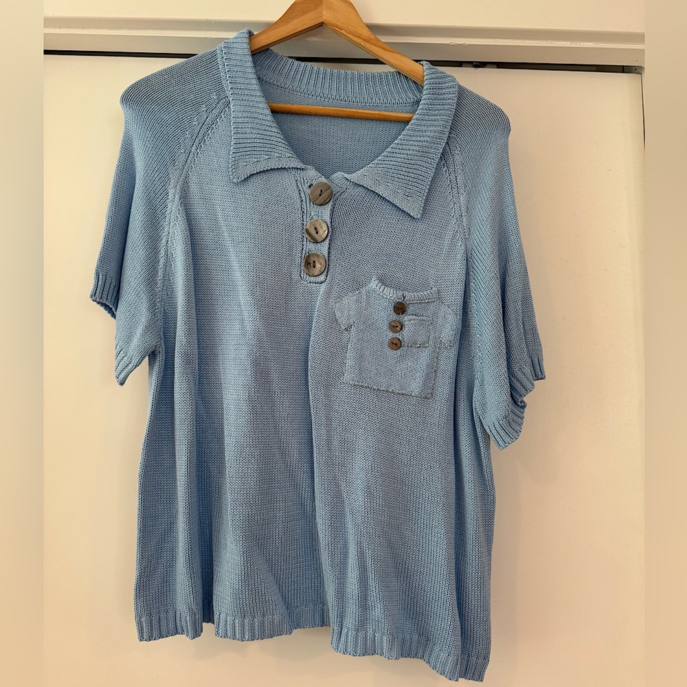 Fashion Brand Company Blue Polo Shirt Mini Polo Shirt Pocket S/M Penelope Gazin